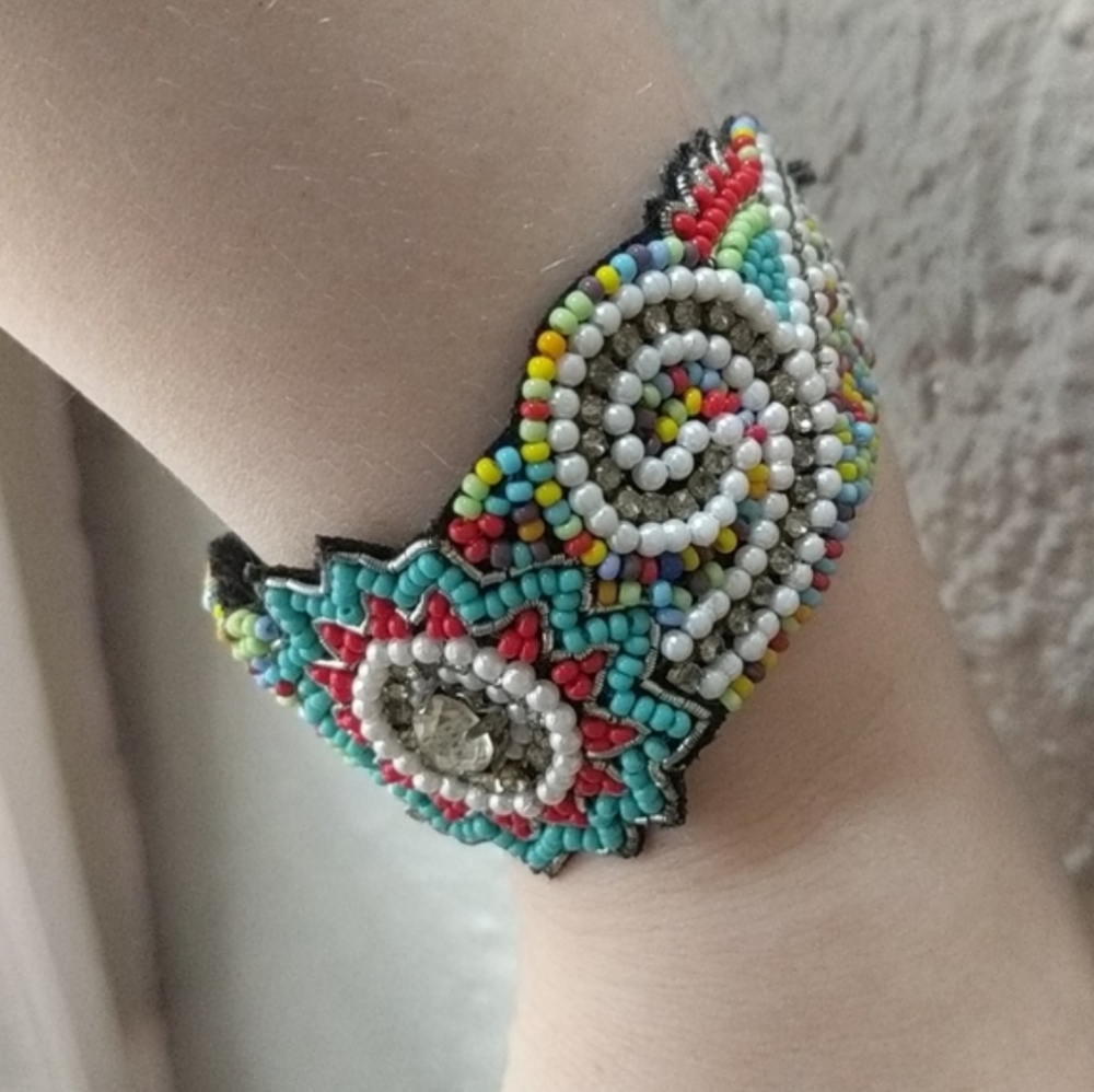 Anthropologie colorful beaded rhinestone bracelet